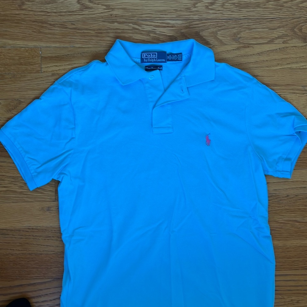 Men’s turquoise Pima stretch mesh custom fit Polo Ralph Lauren polo shirt medium